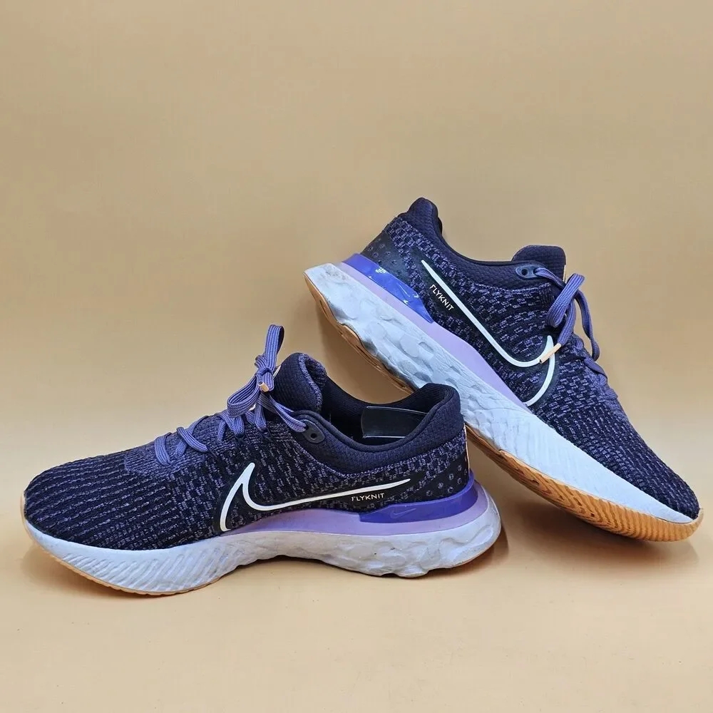 Nike React Infinity Run Flyknit 3 Womens Shoes Style DD3024 Purple/White Sz 10